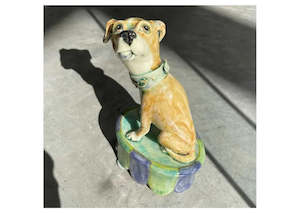 Ceramic Sculpture: Tan Bully - Fetch