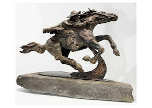 Ashley Smith: Stockman - Sculpture Bronze, Steel, Haswell Stone
