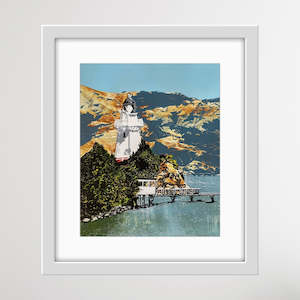 Shared Lines: Akaroa Light House - Framed