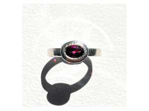 Charlie Lattimore 1: Oval Sterling Silver Bezel Ring - Garnet