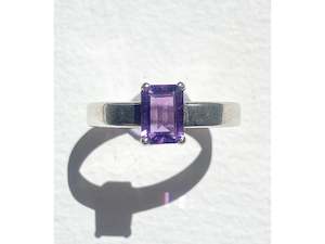Charlie Lattimore 1: Emerald Cut Amethyst Claw Set Ring