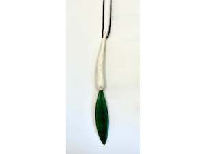 Rachel Lambert: Maire Leaf Pendant - Pounamu + Antler tine
