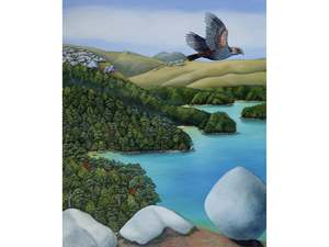 Kākā over Azure Waters