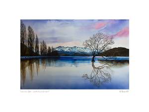 Kate Boswell: Wanaka Tree, Wintertime, Sunset  A2