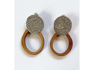 Rachel Lambert: Silver Textured Stud with Antler Hoop
