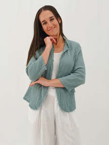 Maya Raw Edge Jacket Dusty Blue