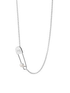 Jewellery: Runaway Safety Pin Necklace With Pearl