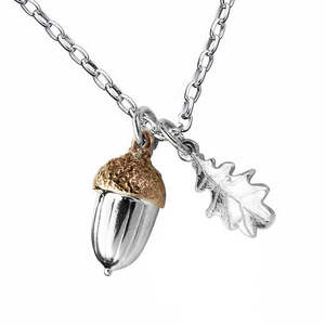 Jewellery: Acorn and Leaf Necklace Sterling Silver