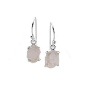 All Jewellery: Raw Rose Quartz Hook Earrings