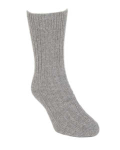 Possum Merino: Possum Merino Ribbed Socks Silver