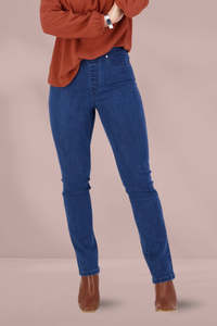 Slim Leg Full Length Pull On Blue Denim