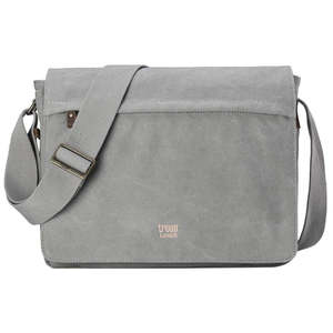 Handbags Wallets: Ash Grey Classic Flap Front Messenger Bag Large