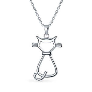 Gifts For Her: Sterling Silver Kitty Necklace