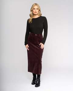 Lane Cord Skirt Merlot