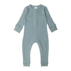 Woolbabe Long Sleeve Henley Suit-Tide Marl