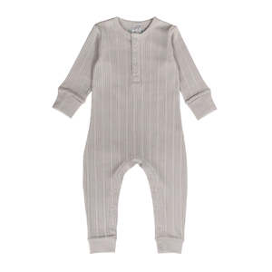 Woolbabe Long Sleeve Henley Suit-Pebble Marl