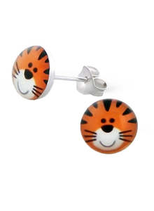 All Jewellery: Sterling Silver Earrings - Tiger Face Stud