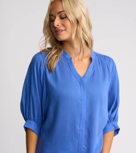 Womens Clothing: Vassalli Folk Shirt-French Blue