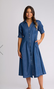 Womens Clothing: Vassalli Addie Dress-Ocean