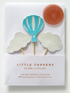 Hot Air Balloon and Clouds Cupcake Toppers 1st Birthday Little Toppers