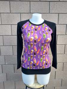 Sz 10 Woman's Purple Icecream Raglan Top