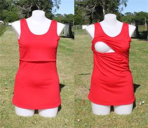 Womans Tops: Woman's Merino Breastfeeding Singlet - BLACK