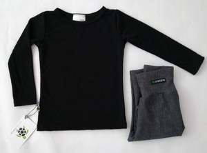 Kids Hoodies Sweatshirts Tees: Children's Black Base Layer Merino Top