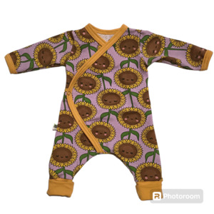 Ready To Send: Prem ** Cross Over Front Romper ** Sunflowers 4-6lb