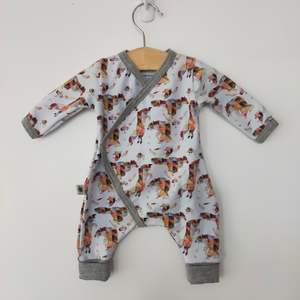 Ready To Send: Prem Grey Wolves Romper  4-6lb