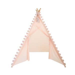 Teepees: Spinkie Teepee in Nude Sheer + 2 Mini Pom Garlands