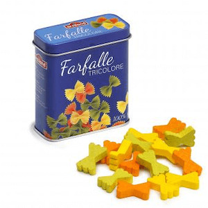Erzi Germany: Erzi Wooden Farfalle Pasta in a Tin