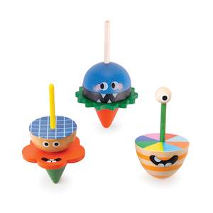 Kikkerland Huckleberry: Dizzy Monster Spinning Top Assorted