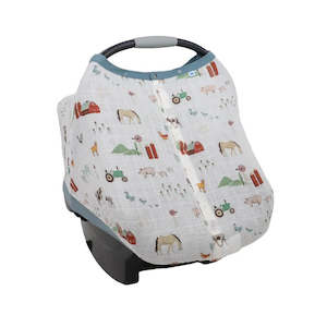 Little Unicorn: Little Unicorn Muslin Car Seat Canopy V2 | Farmyard