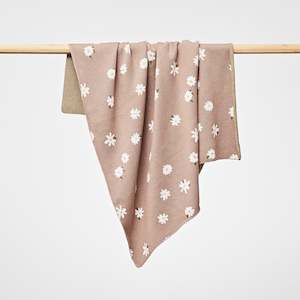 Bassinet Bedding: Knitted Heirloom Blanket | Daisy | Mushroom