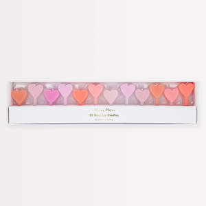 Valentines Collection: Meri Meri Party Candles | Pink Hearts x12