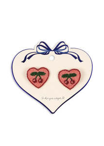 Valentines Collection: Konges Sløjd Hair Clips 2 Pack Beaded Heart Cherries