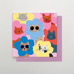 Greeting Gift Cards: Cats In Flowers - Card