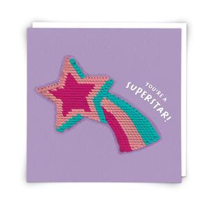 Greeting Gift Cards: Sequin Patch Card | Super Star