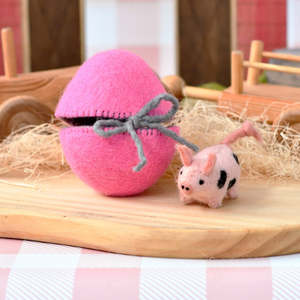 Easter: Easter Felt Surprise Egg | Pink with Pig Inside
