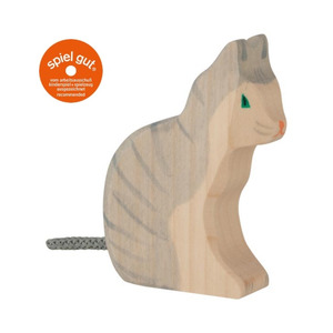 Holztiger Wooden Animal | Cat Grey Sitting