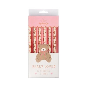 Valentines Occasions Beary Loved Reusable Straws