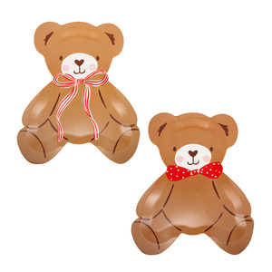 Valentines Occasions Beary Loved Teddy Bear Shaped Plate Set | 8 Pack