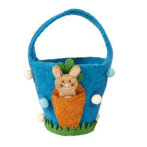 Pashom Easter Basket Bunny in Carrot Pocket Blue