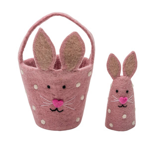 Pashom Easter Spotty Bunny Basket & Egg Cosy | PINK
