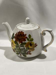 White Teapot - Yellow/brown flowers (For Hire)