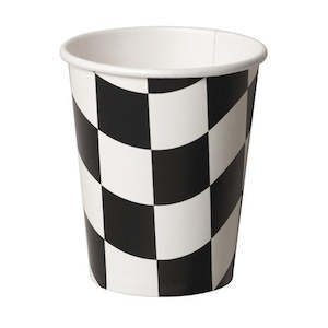 Party Supplies: Black & White Checkered Paper Cups