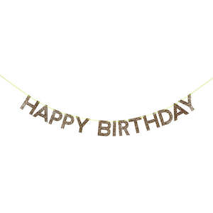 Gold Happy Birthday Glitter Garland