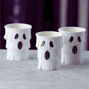 Last Minute Party: Ginger Ray Ghost Fringe Halloween Cups ( 8 Pack)
