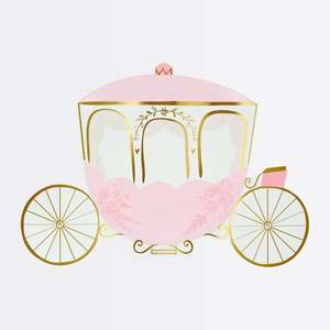Kids Party Hire Auckland: Meri Meri Princess Carriage Plates ( 8Pk)