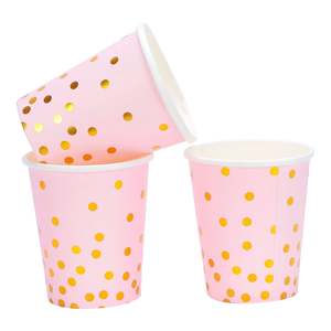 Pink and Gold Spotted Paper Cups (10 Pack)